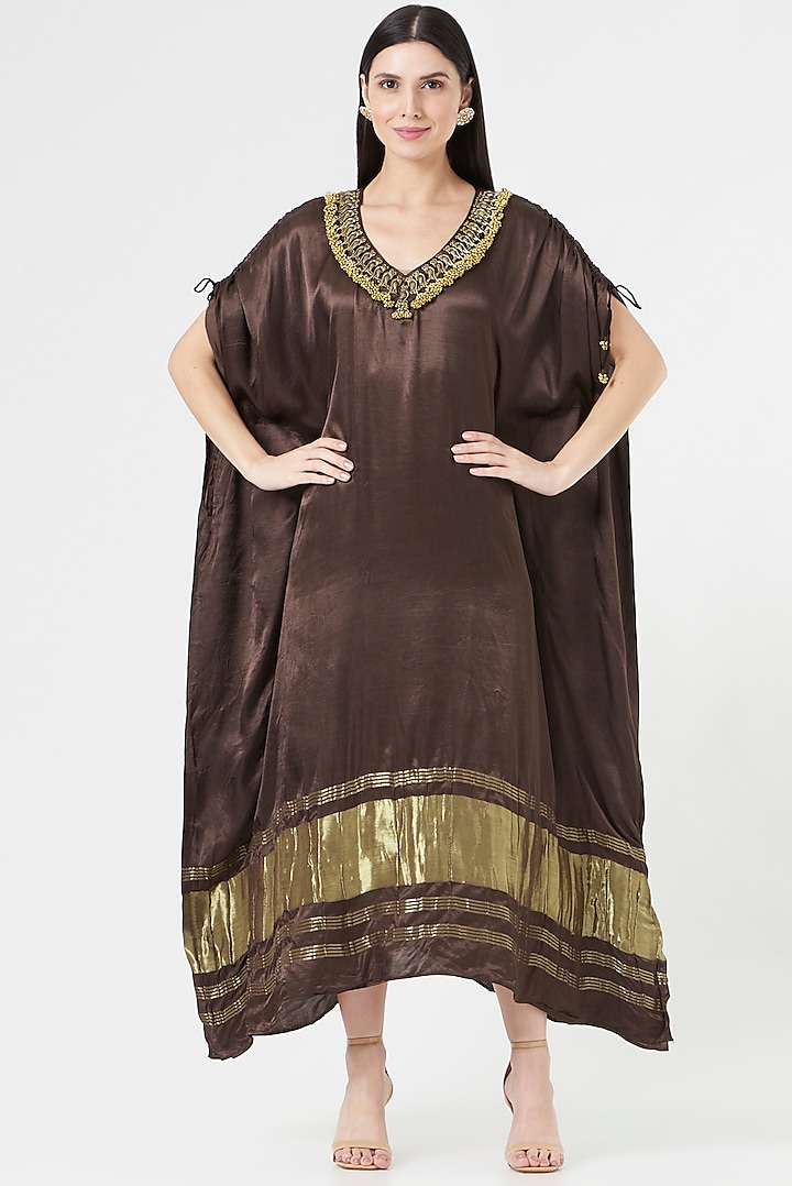 Bronze Embellished Kaftan by 5 Elements Apparel at Pernia's Pop Up Shop